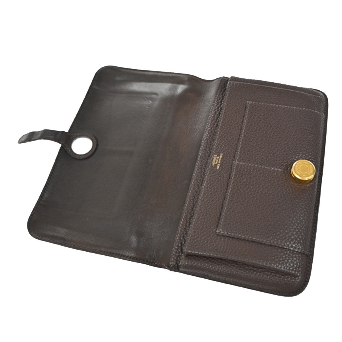 HERMES Logos Dogon GM Long Bifold Wallet Togo Leather Brown GHW 86YH814