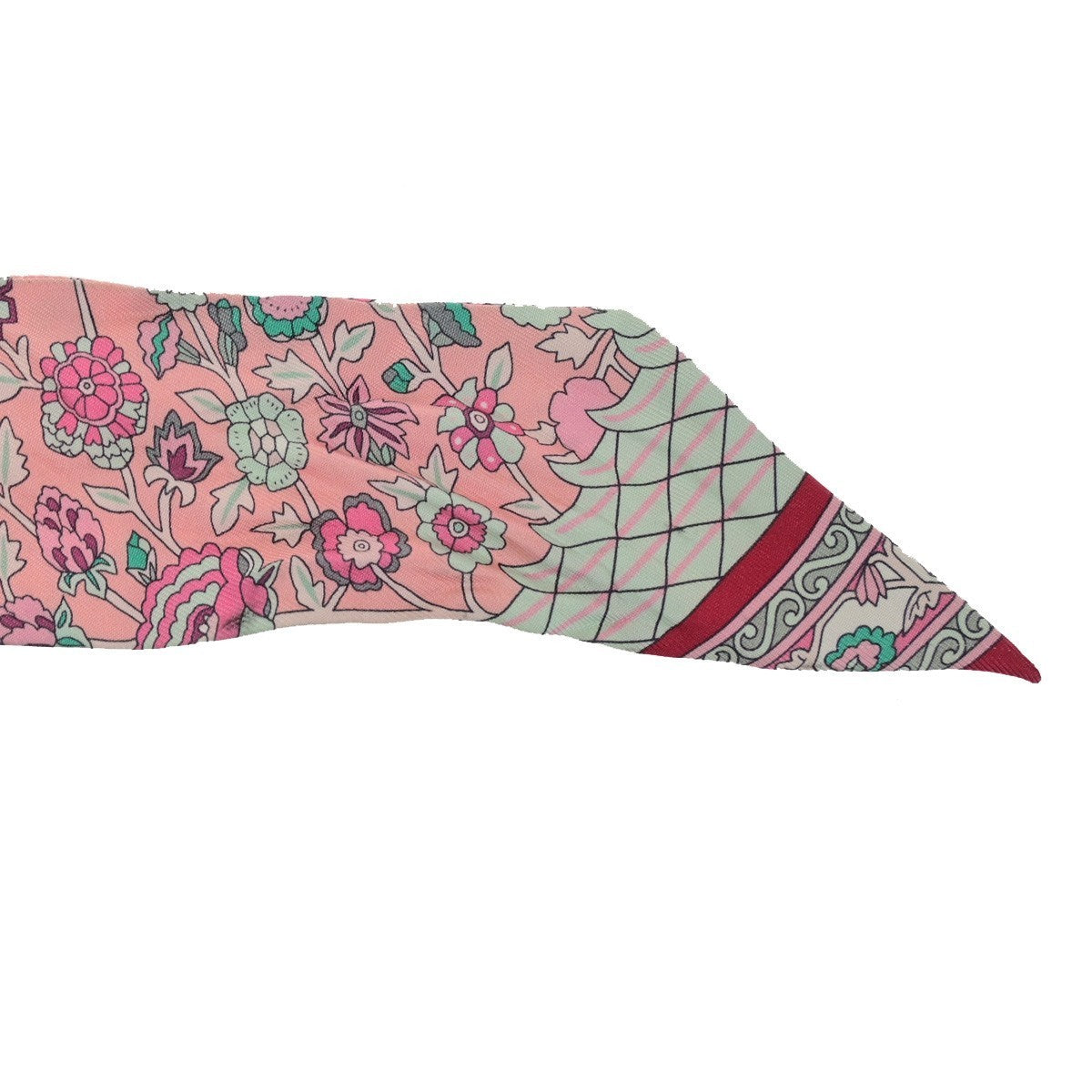 HERMES Twilly Scarf " Tapis Persans " 100% Silk Pink France 63RQ093