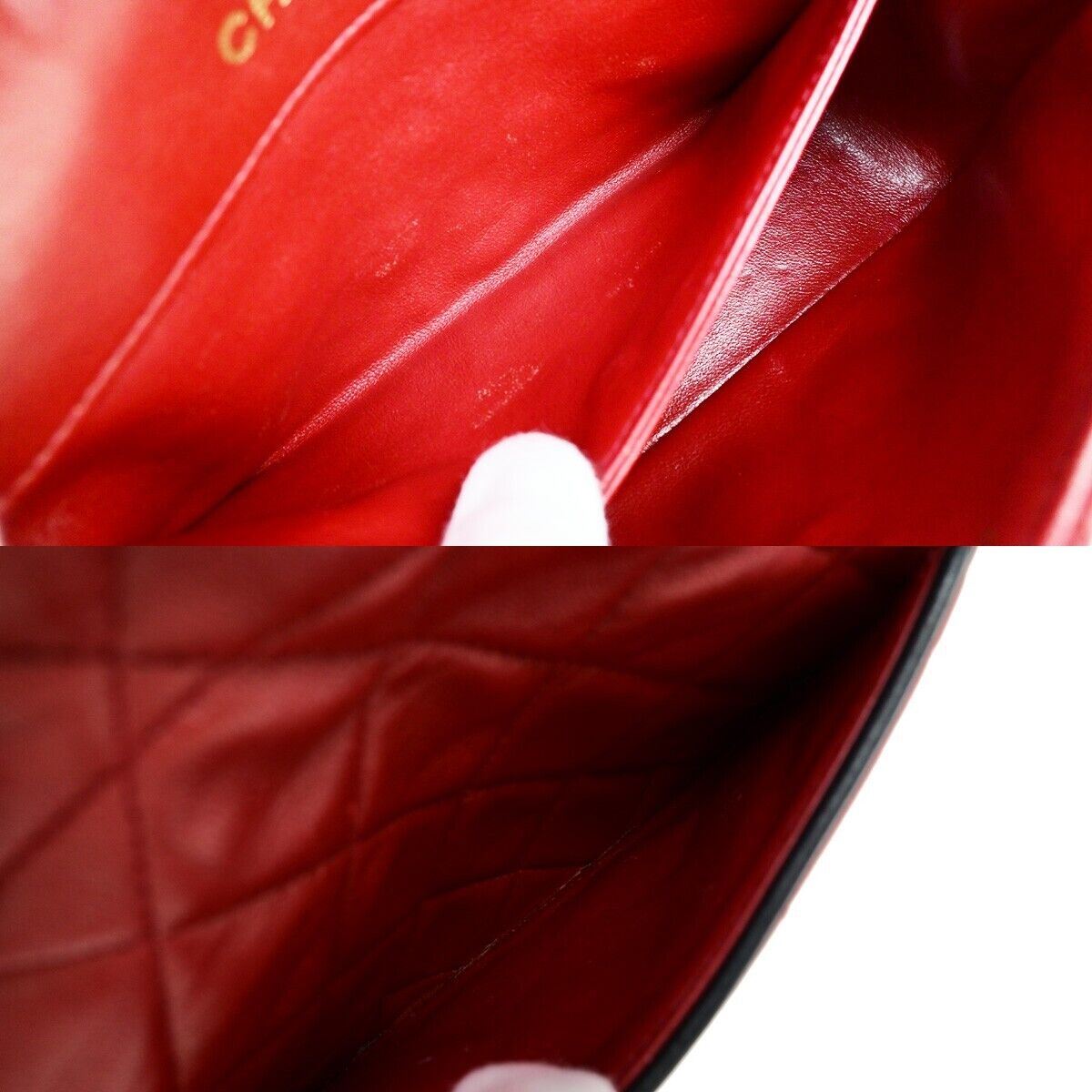 CHANEL CC Logo Mini Matelasse Chain Shoulder Bag Leather Red Vintage 310RF238