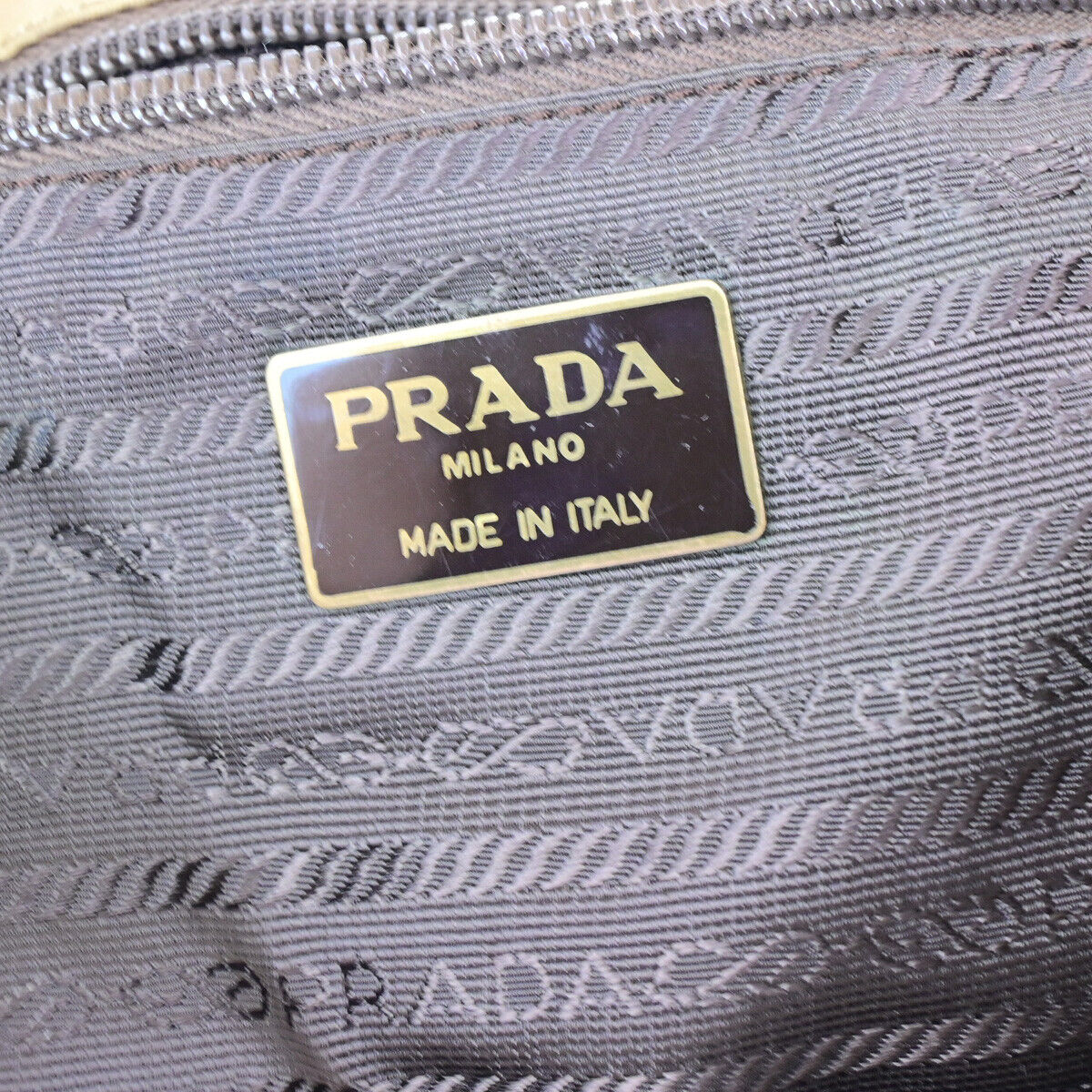 PRADA Logo Backpack Bag Drawstring Nylon Leather Beige Italy 38YF112