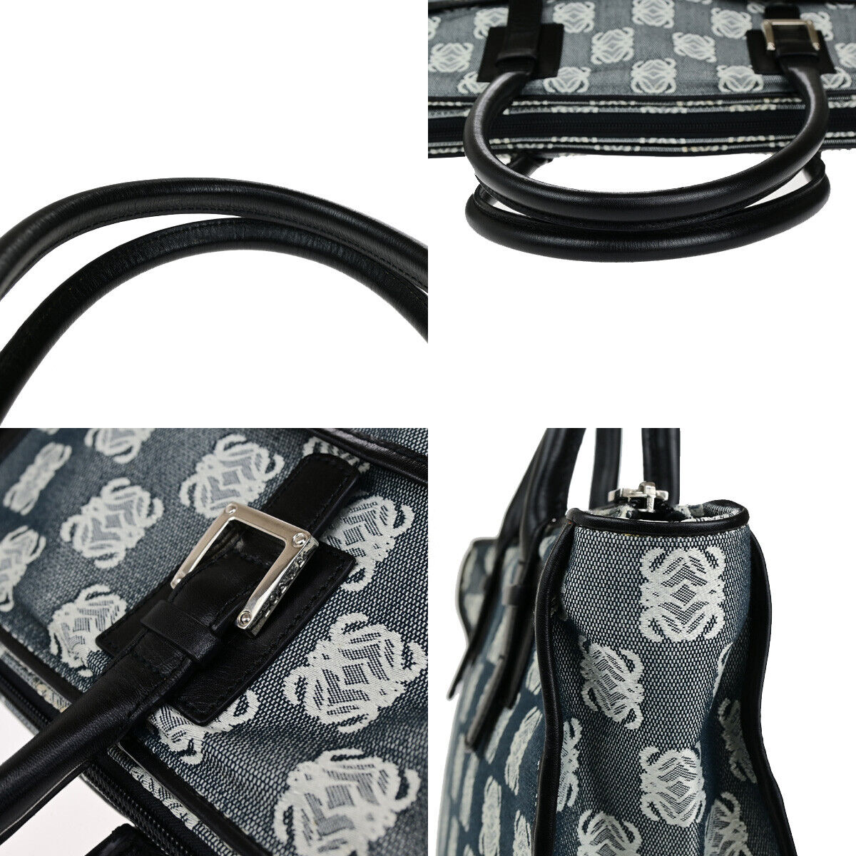 LOEWE Logo Anagram Shoulder Hand Bad Canvas Leather Black SHW Spain 30YG579