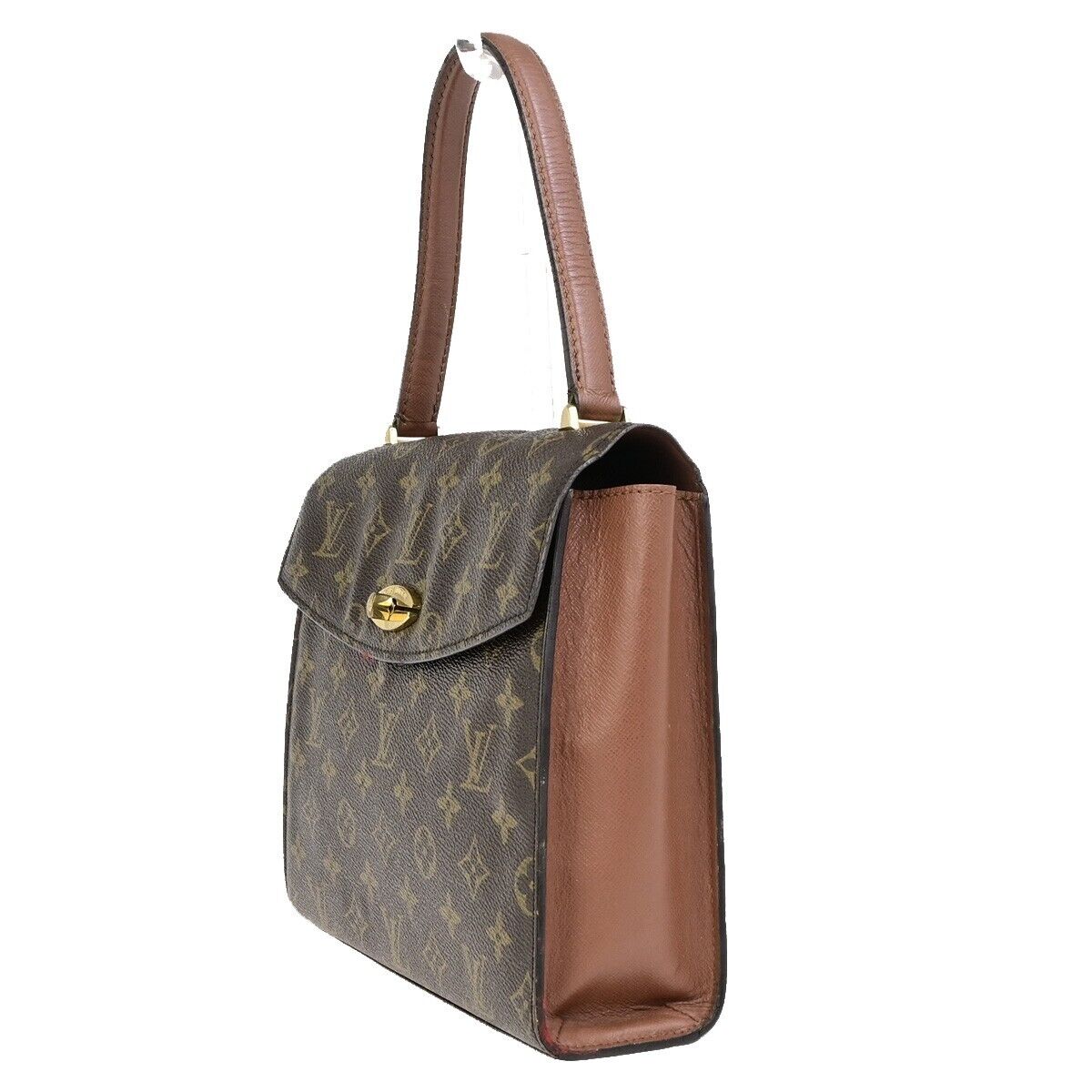 LOUIS VUITTON LV Logo Malesherbes Hand Bag Monogram Leather Brown M51379 65SJ507