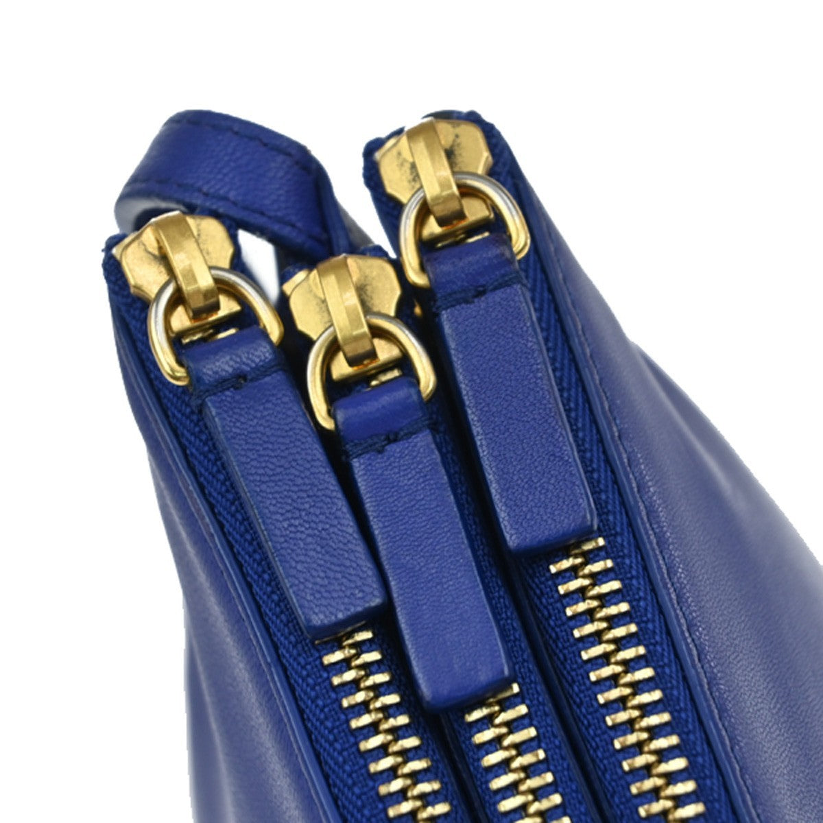 CELINE Logo Trio Crossbody Shoulder Bag Leather Blue Italy 88EG009