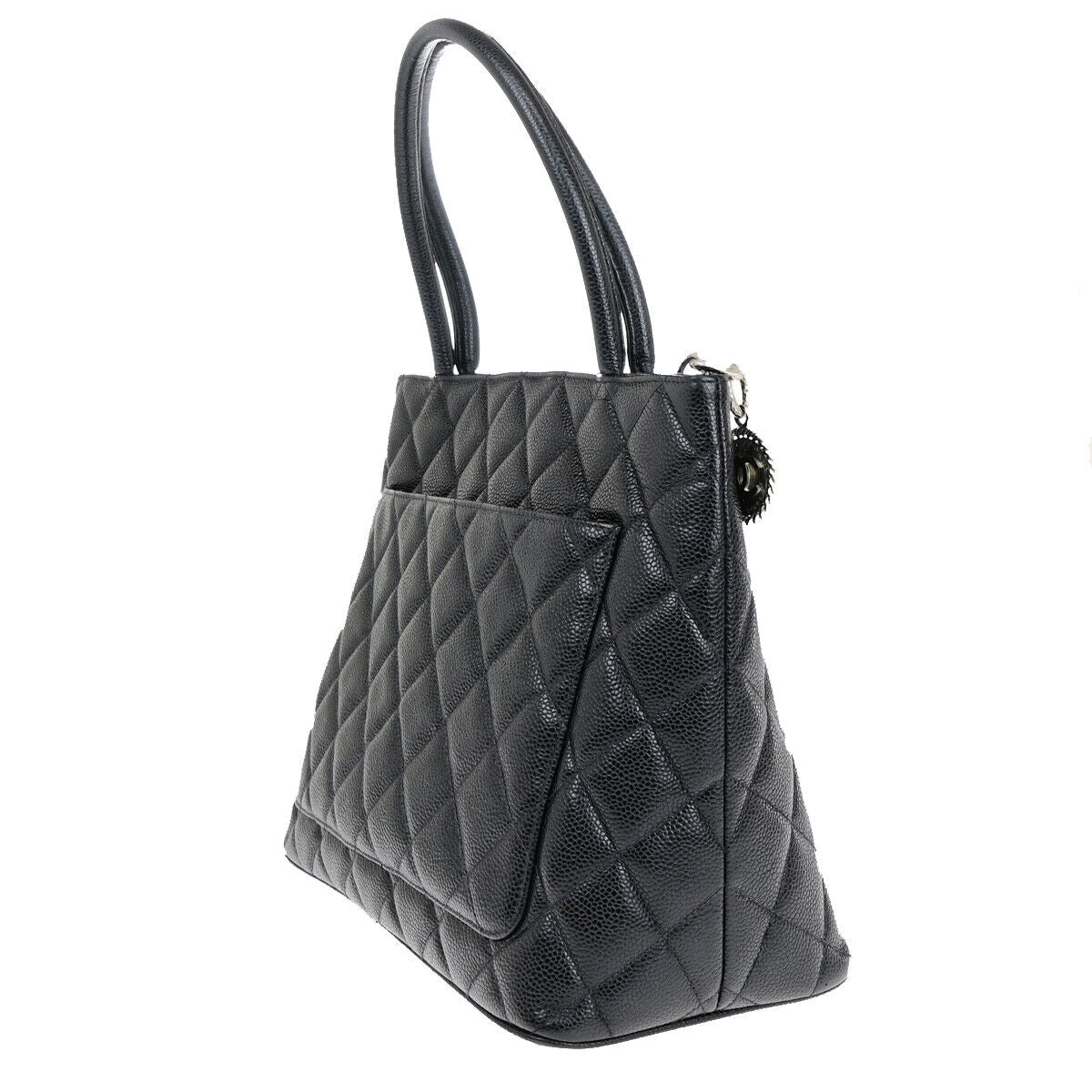 CHANEL CC Medallion Matelasse Shoulder Bag Caviar Skin Leather BK SHW 678RJ970