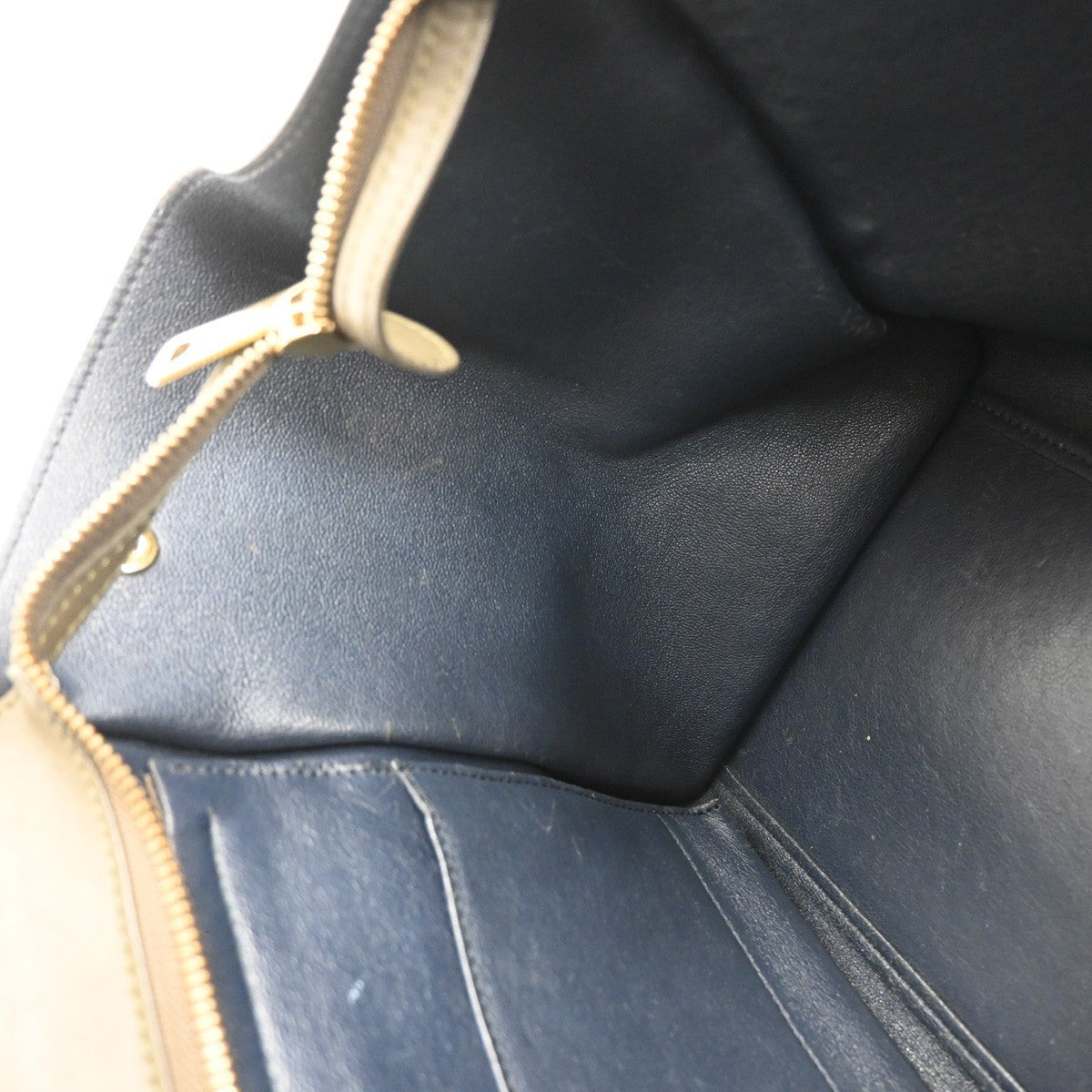 CELINE Trapeze Tricolor 2way Shoulder Bag Leather Suede Khaki White Blue 87EG174