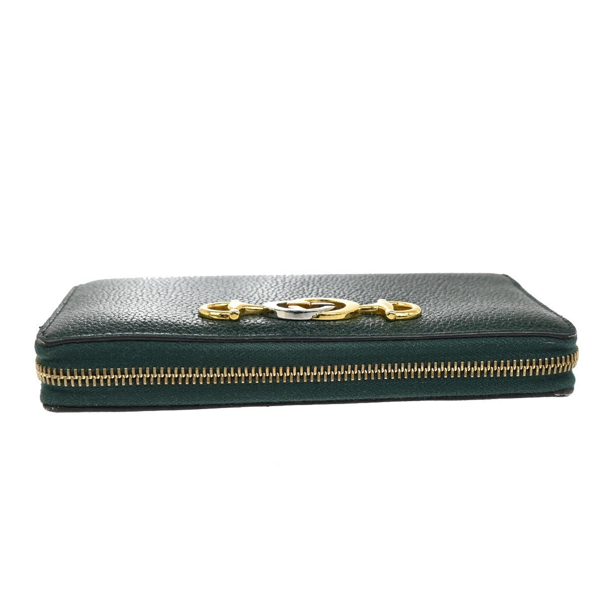 GUCCI G Horsebit Zip-around Long Wallet Leather Green GHW Italy 69CA415