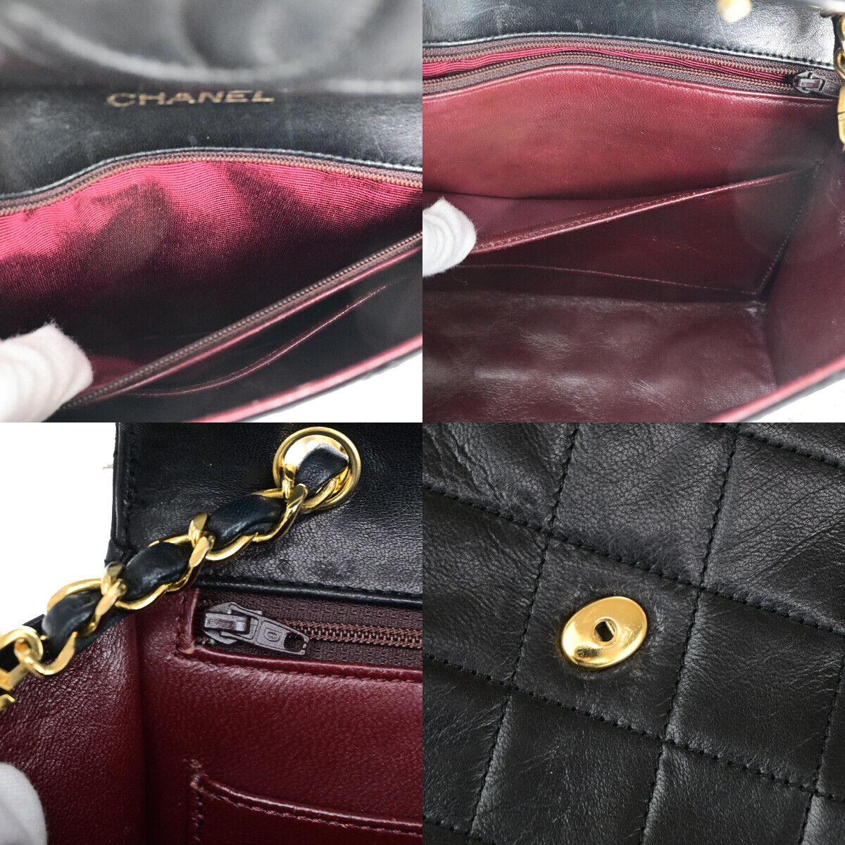 CHANEL CC Logo Matelasse Chain Shoulder Bag Leather Black GHW Vintage 341RJ922