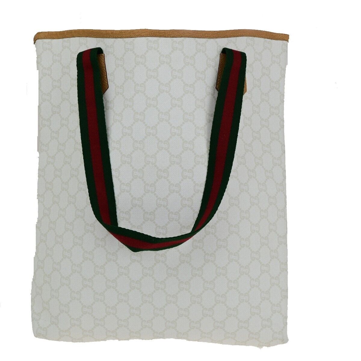 GUCCI PLUS GG Pattern Sherry Shoulder Tote Bag Supreme Leather White 62ED113