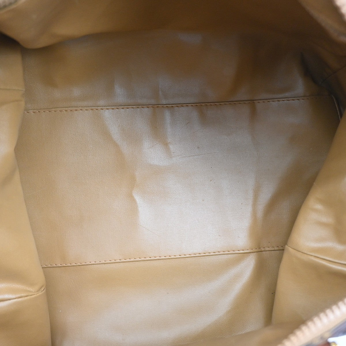 CELINE Logo Macadam Pattern Travel Hand Bag PVC Leather Brown GHW Italy 09KB734