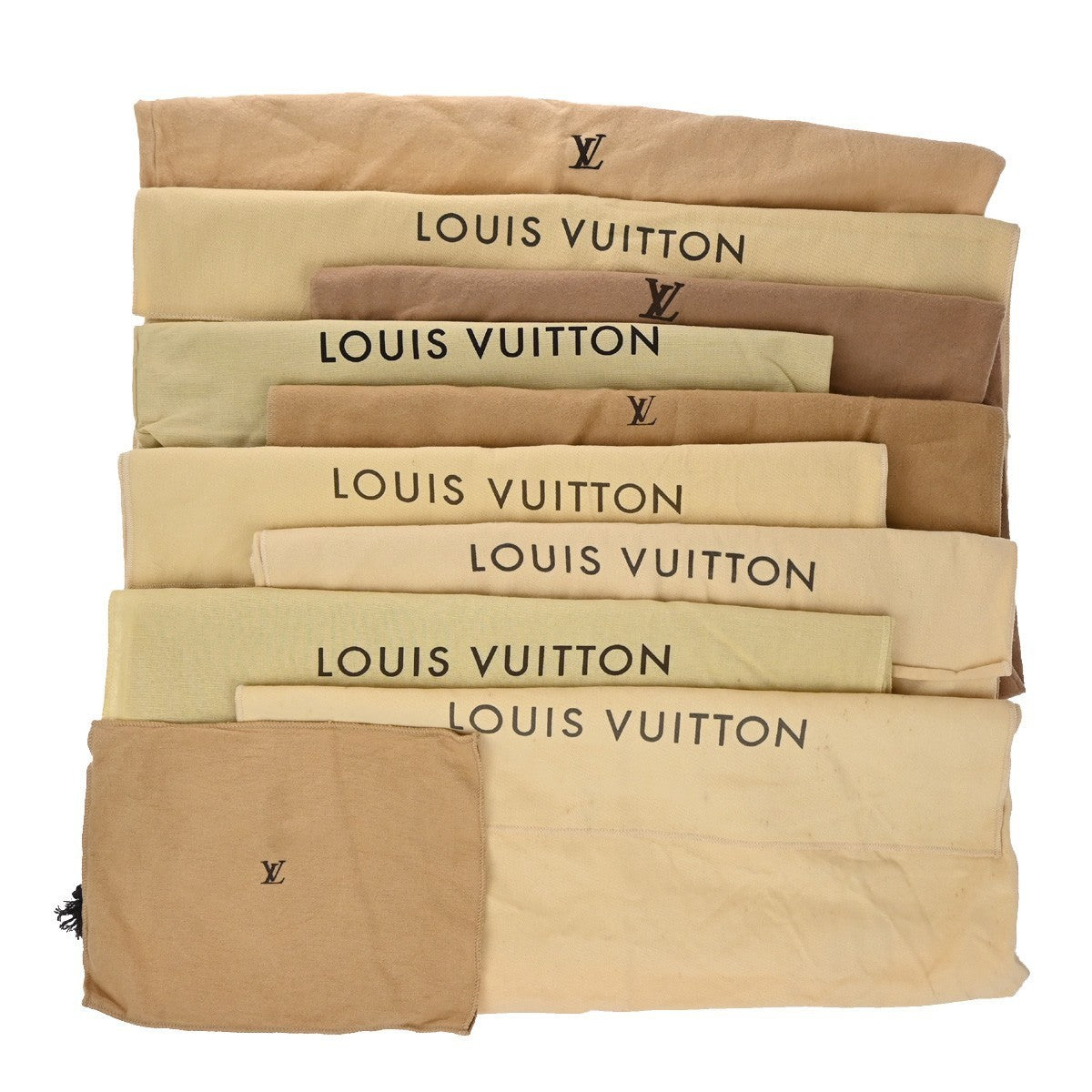 LOUIS VUITTON Logo 10 Set Dust Bag Drawstring Canvas Cotton Beige Brown 09KP181