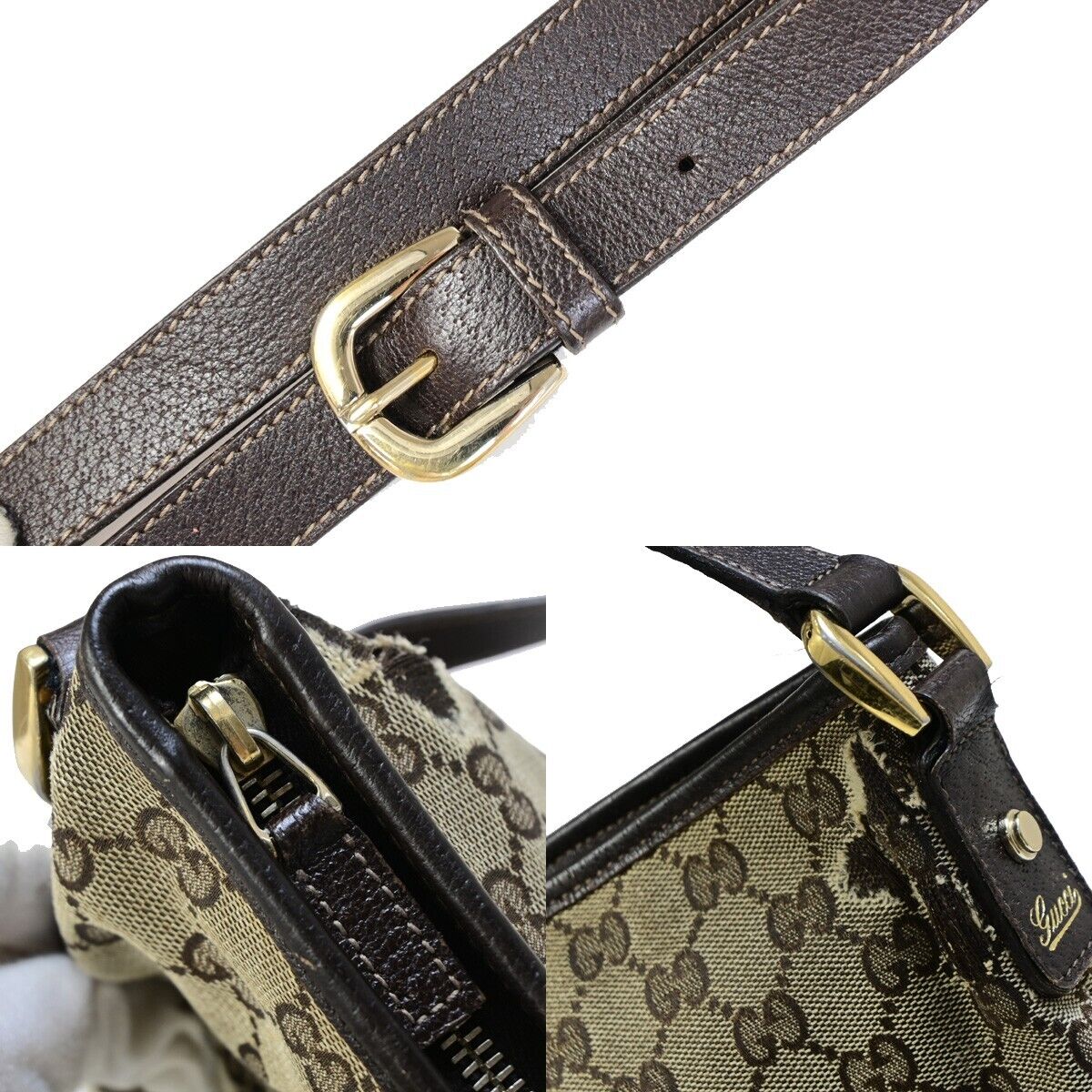GUCCI Logo Abbey GG Pattern Crossbody Shoulder Bag Canvas Leather Brown 05EB591