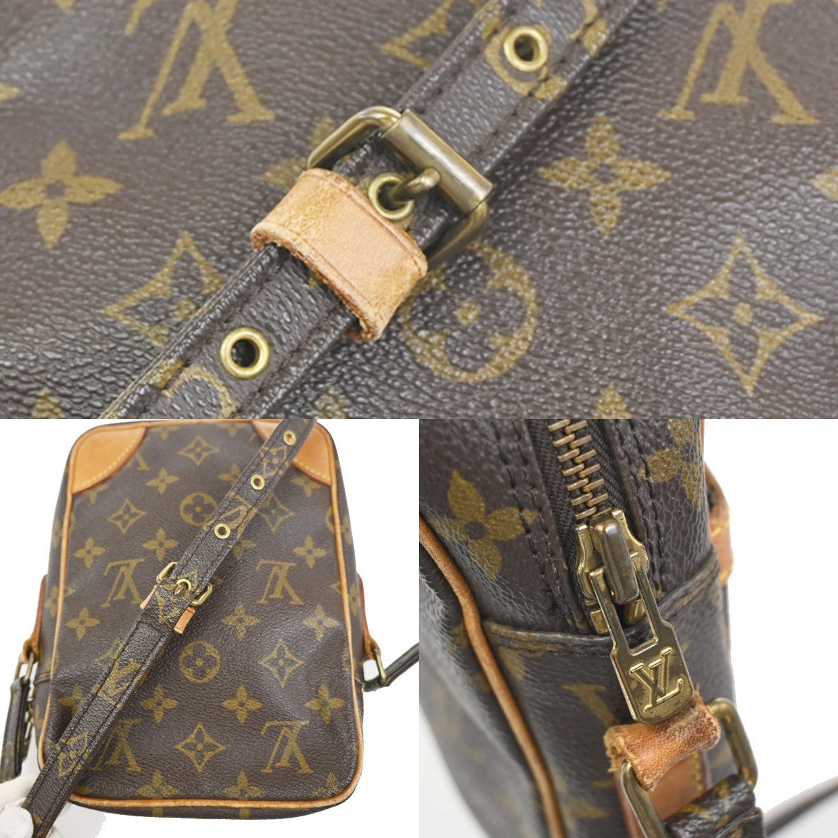 LOUIS VUITTON Danube Shoulder Bag Monogram Leather Brown France M45266 65ZA338