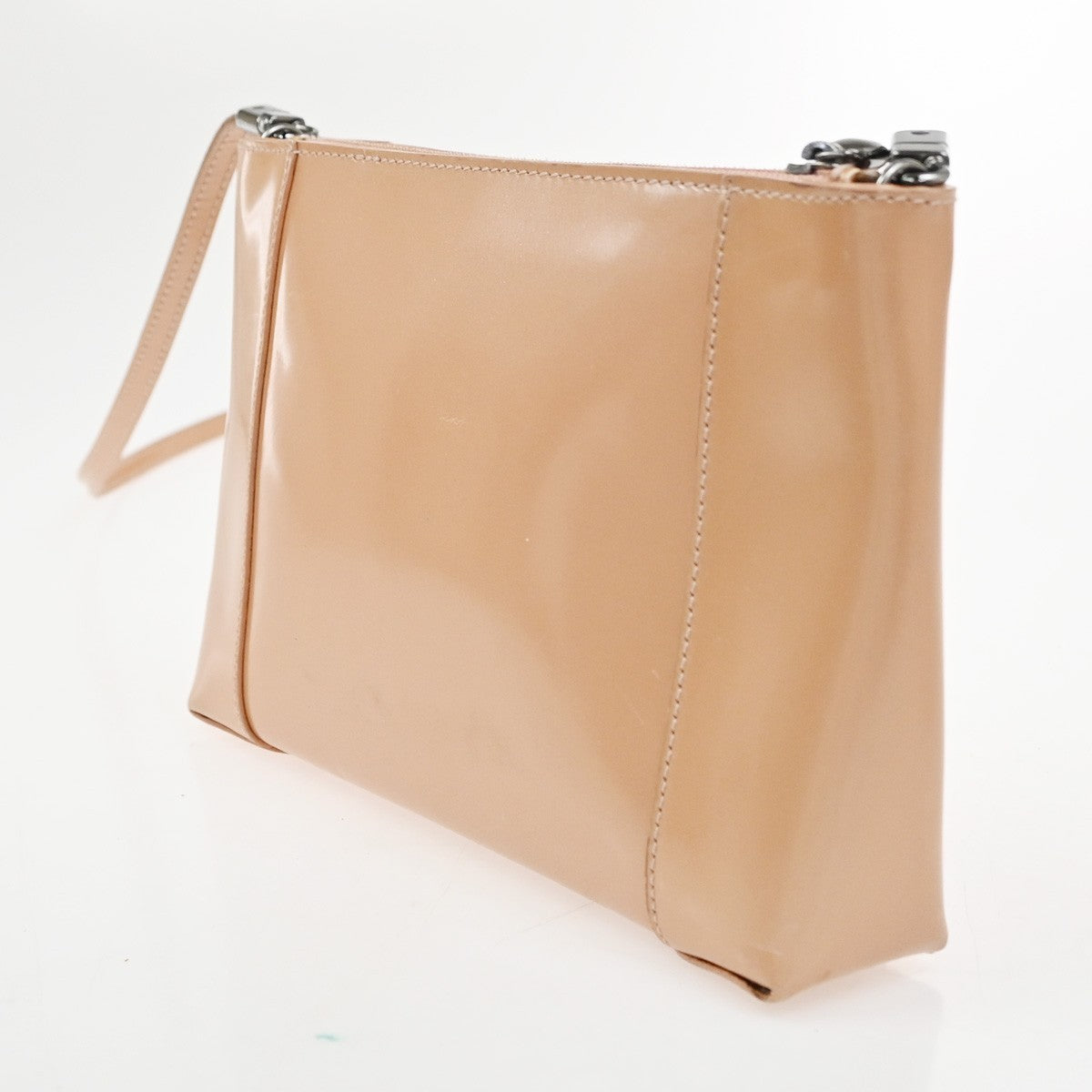 CHRISTIAN DIOR  Crossbody Shoulder Bag Patent Leather Beige SHW Italy 05CA914