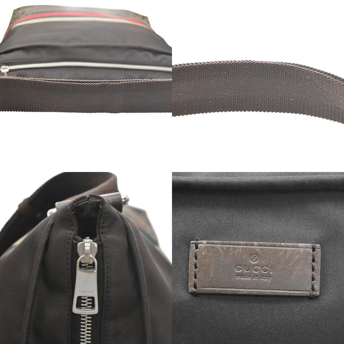 Gucci  Diamante Sherry Web  shoulder Messenger Bag Nylon Navy Blue Brown 77SA158