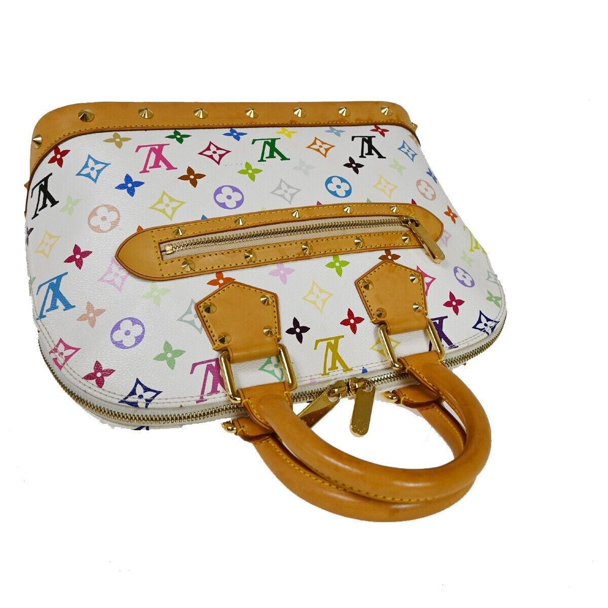 LOUIS VUITTON Logo Alma Hand Bag Monogram Multi Leather White M40443 600RH559