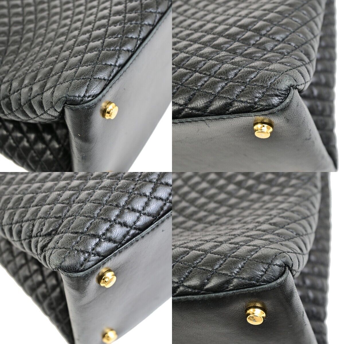 BALLY B Logo Fringe Tassel Shoulder Hand Bag Leather Black Gold-Plated 02FB399