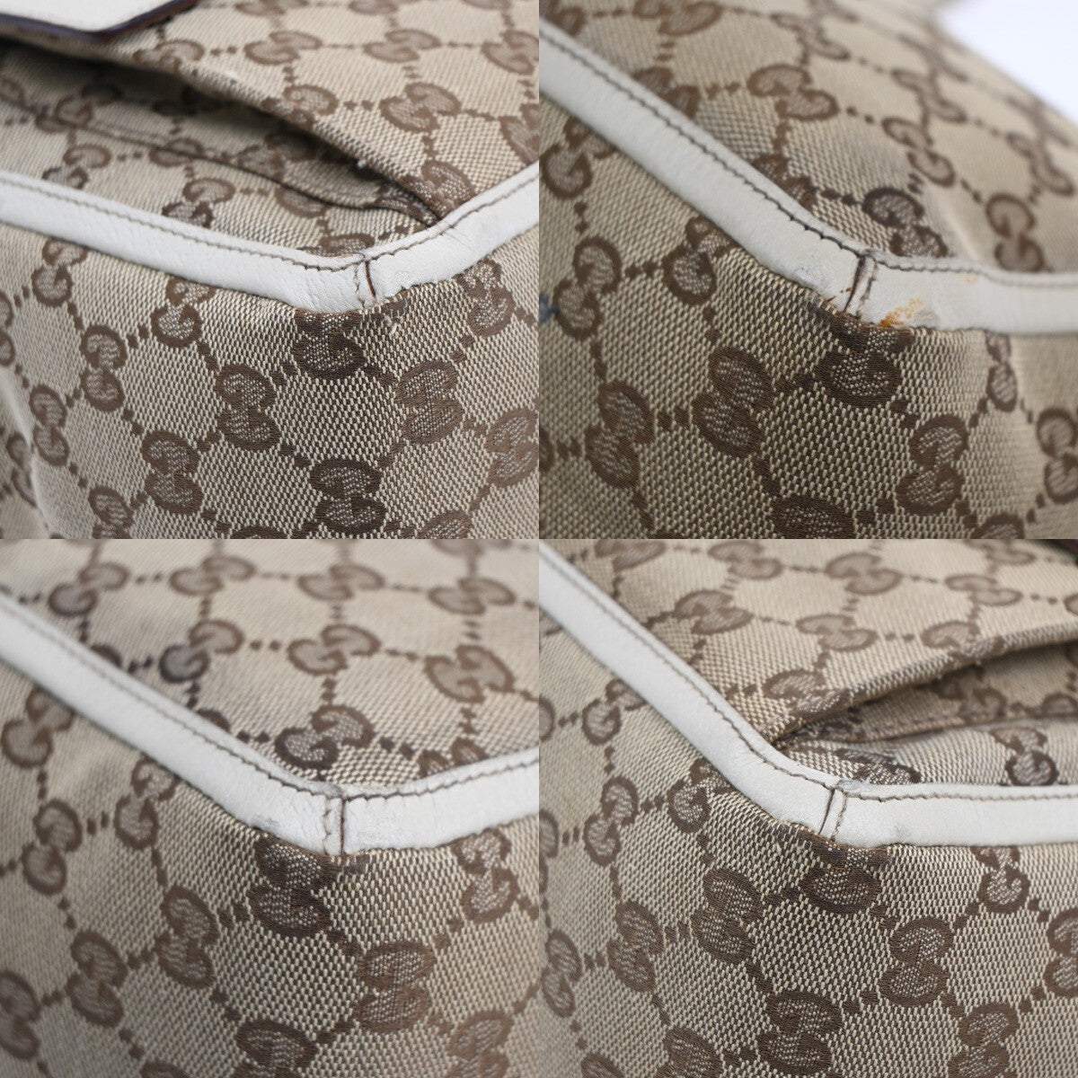 GUCCI Logo GG pattern Shoulder Tote Bag Canvas Leather Brown Beige Italy 85FB560