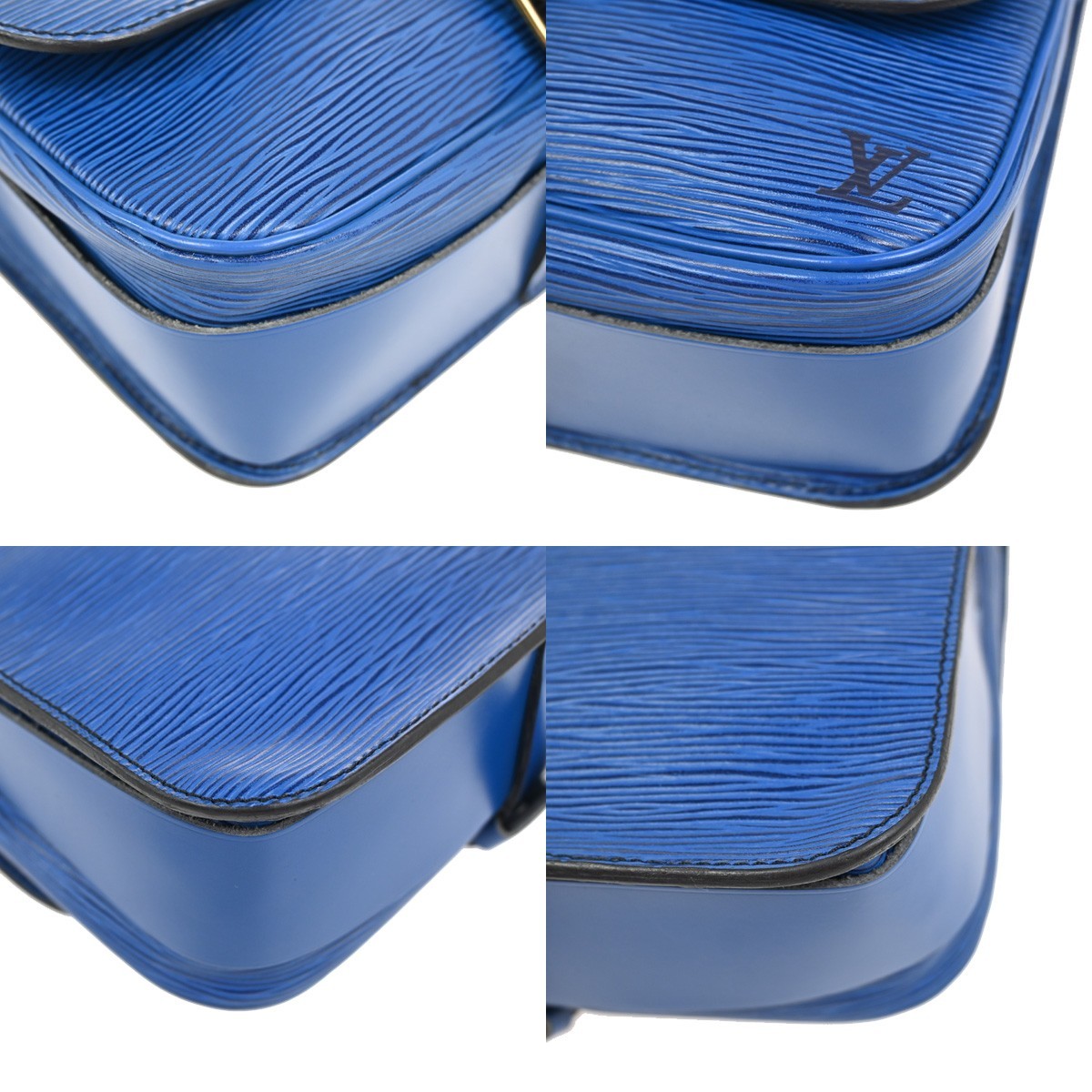 LOUIS VUITTON LV Cartouchiere Shoulder Bag Epi Leather Blue Gold M52245 77YJ046