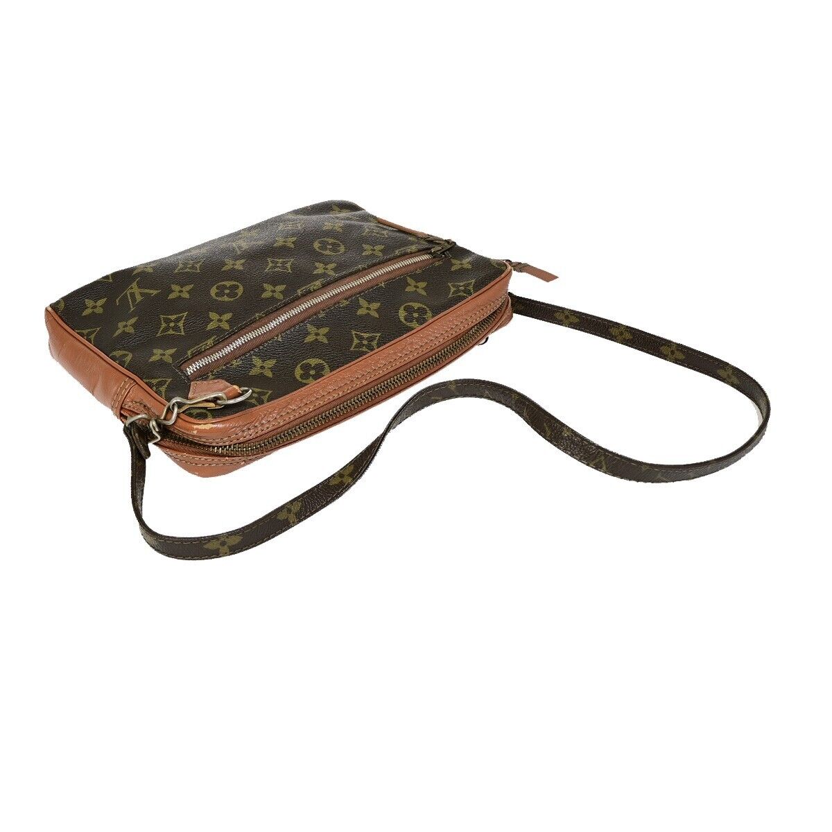 LOUIS VUITTON LV Logo Shoulder Bag Monogram Leather Brown France 04FA759