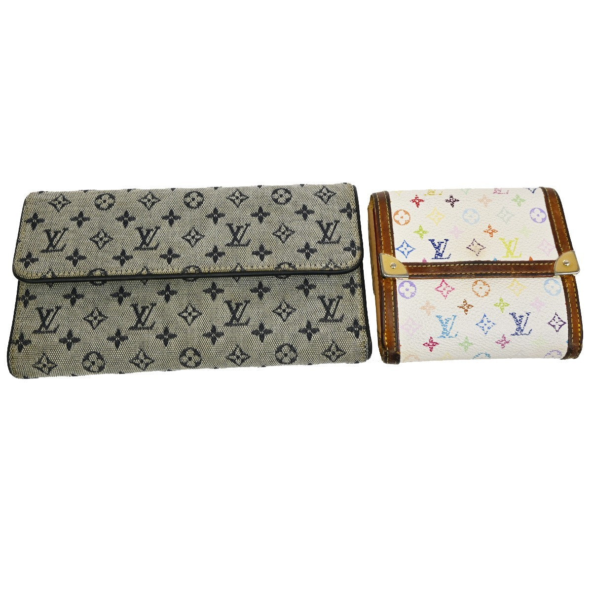 LOUIS VUITTON 2 Set Long Trifold Wallet Purse Monogram Multi Mini  BE WE 63YH794