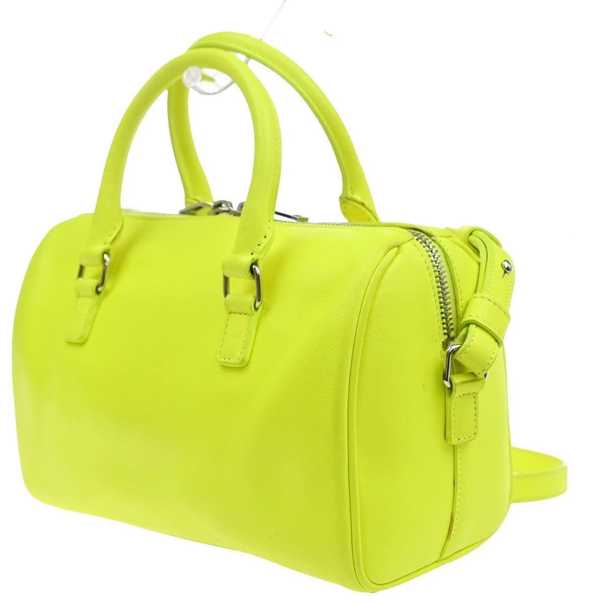 SAINT LAURENT Baby Duffle 2Way Shoulder Hand Bag Leather Neon Yellow 16YJ121