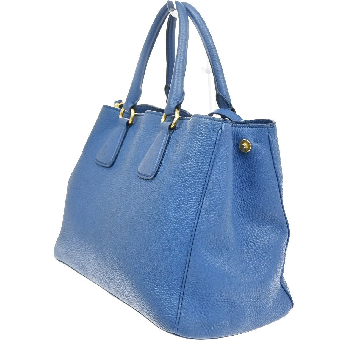 PRADA Logo 2Way Shoulder Hand Bag Vitello Daino Leather Blue GHW Italy 18YJ205
