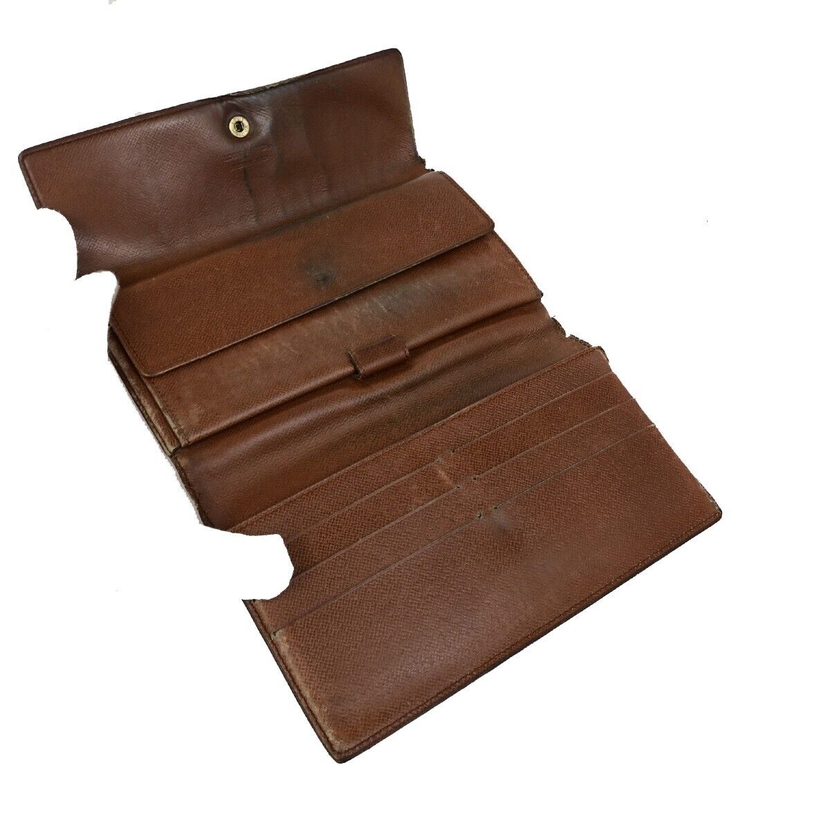 LOUIS VUITTON LV Logo 3 Set Trifold Bifold Wallet Monogram Leather Brown 09KA447