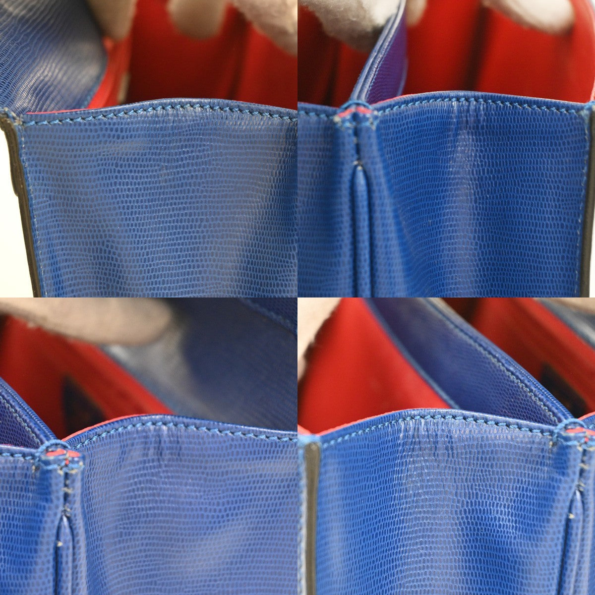 CELINE Circle Logo Shoulder Hand Bag Embossing Leather Blue GHW Italy 70RQ044
