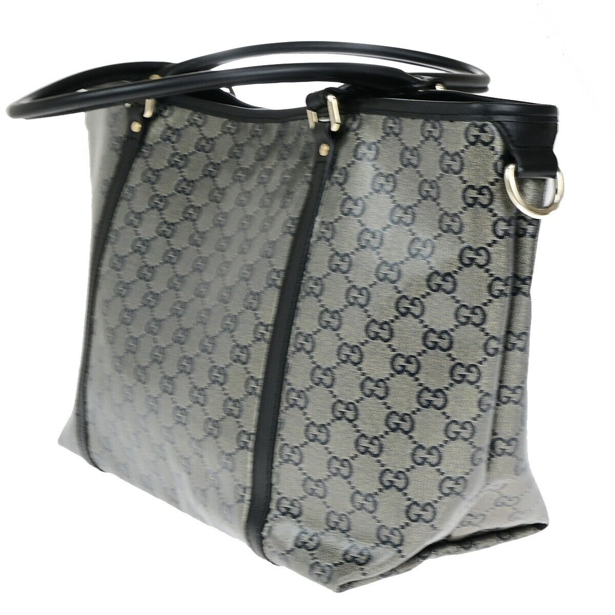 GUCCI GG Pattern Crystal Shoulder Bag Coating Canvas Leather Black 82EC973