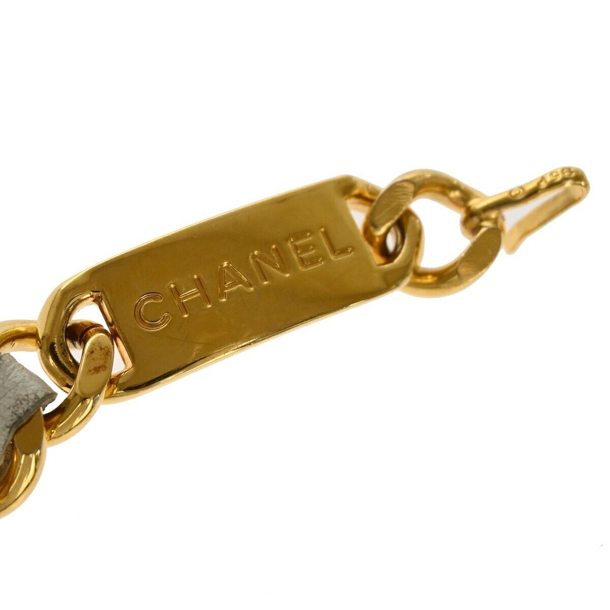 CHANEL CC Coin Medallion Charm Chain Belt Leather White GHW Accessory 95RJ347