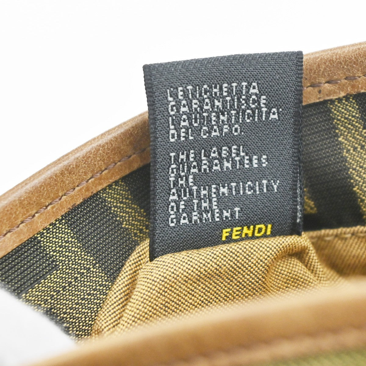 FENDI FF Logo Zucca Pattern Shoulder Bag Canvas Leather Khaki GHW Italy 71MA559
