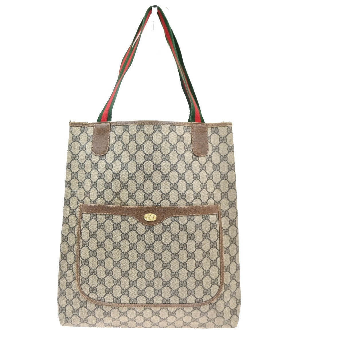 GUCCI Logo GG Sherry Line Shoulder Tote Hand Bag PVC Leather Beige Italy 60MA456