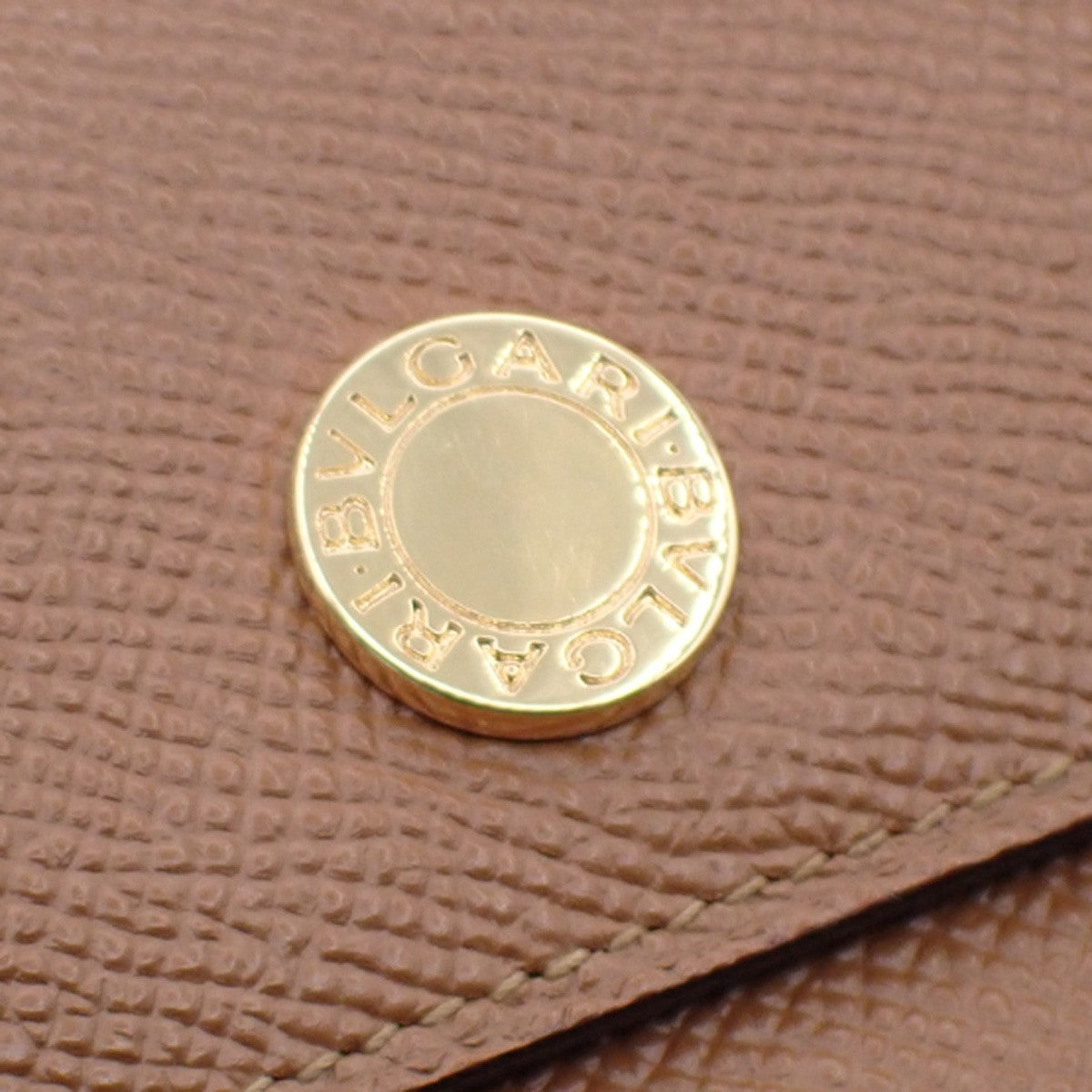 BVLGARI Logo Trifold Long Wallet Purse Leather Brown GHW Italy 04RL557