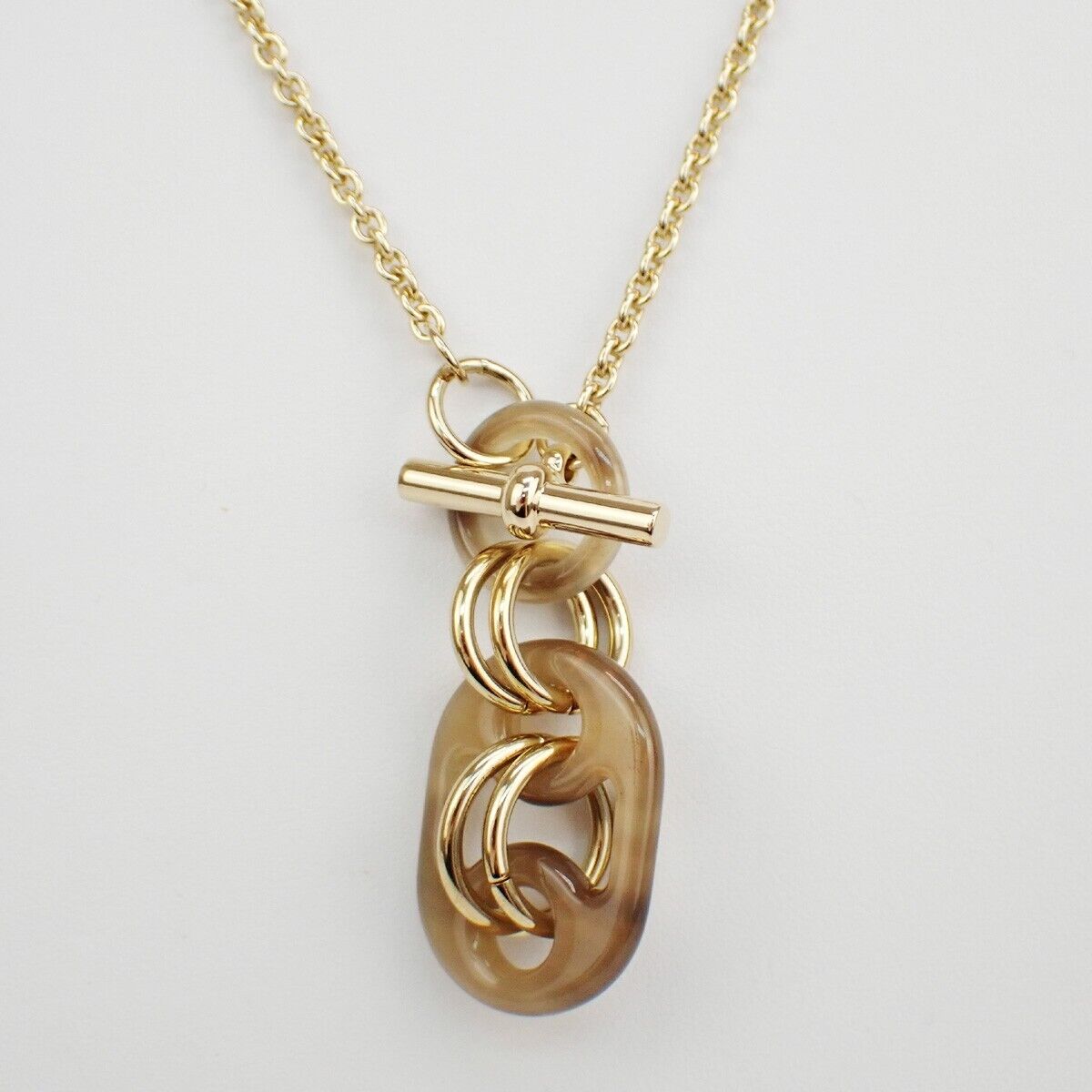 HERMES Logo Eurydice Chain Necklace Pendant Gold France Accessory 11RJ102