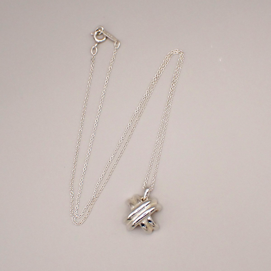 Tiffany & Co. Signature X Cross Chain Necklace Pendant Ag 925 Silver 05YH714