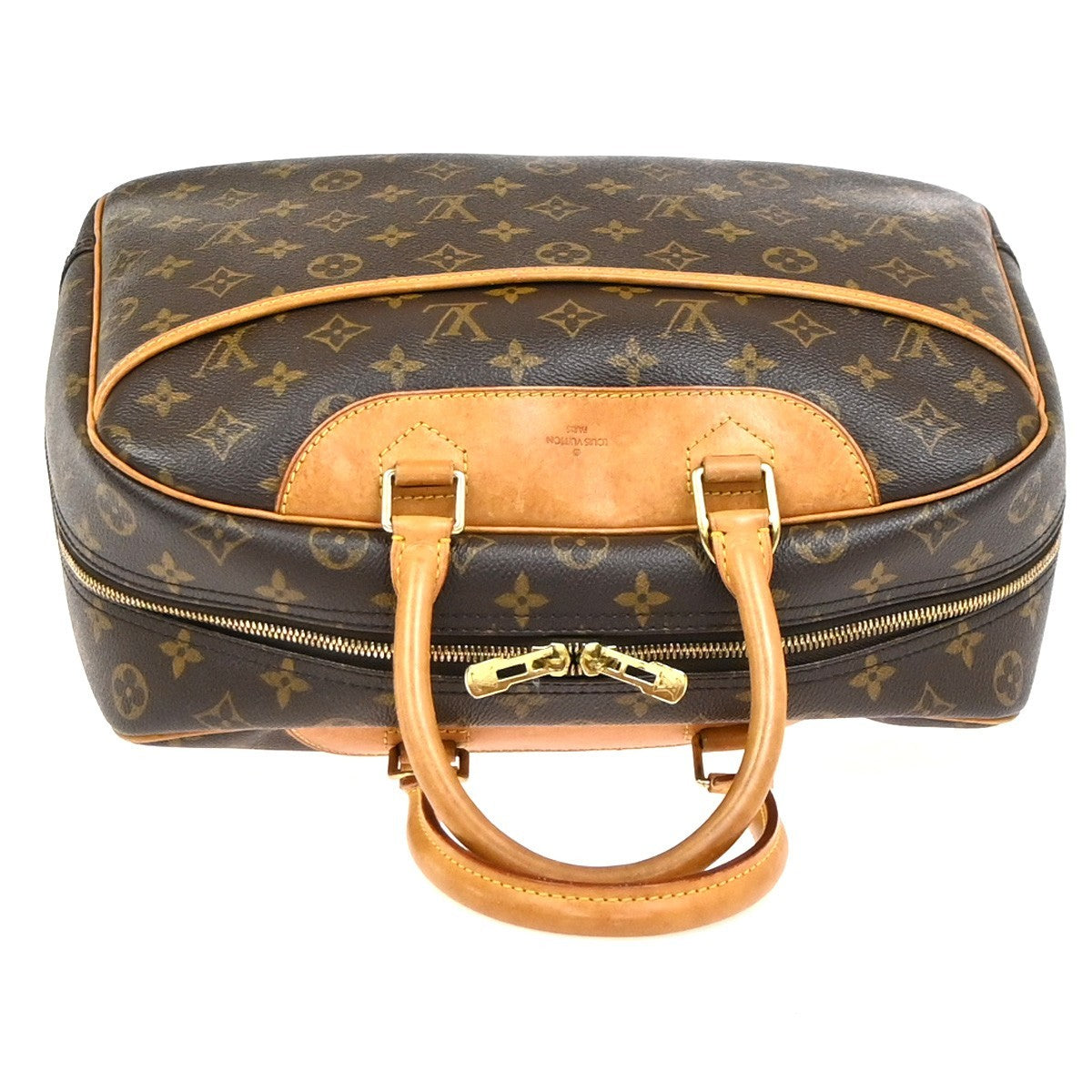 LOUIS VUITTON LV Logo Deauville Hand Bag Monogram Leather Brown M47270 70YH891