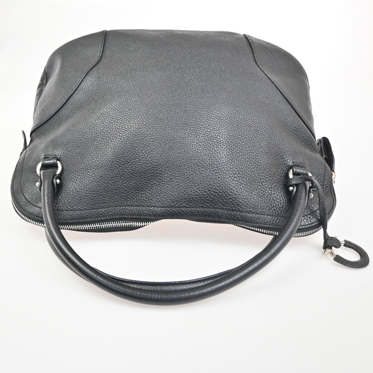 SALVATORE FERRAGAMO Gancini Tote Handbag Leather Black Italy SHW 30KC968