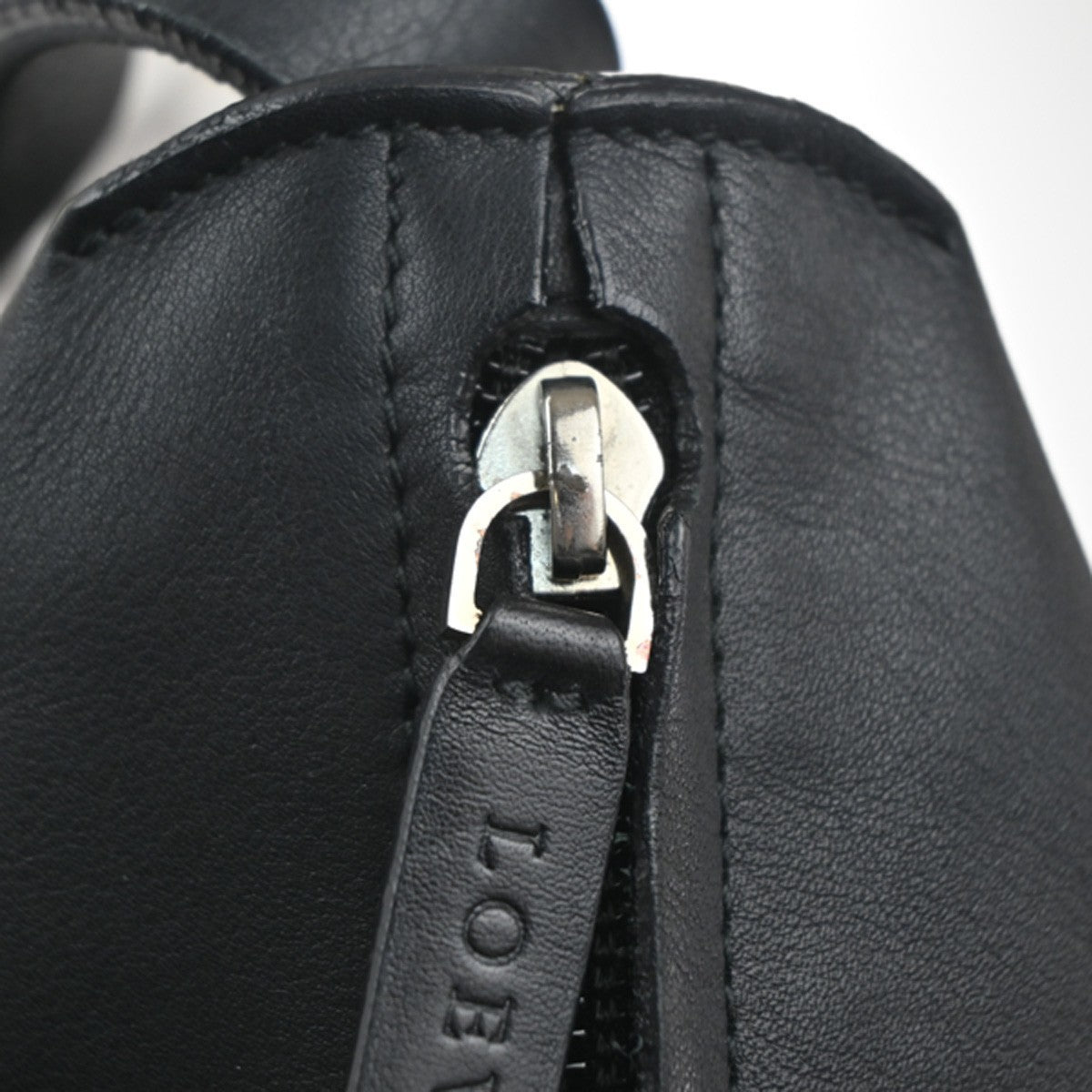 LOEWE Logo One Shoulder Hand Bag Nappa Leather Black SHW Spain 65MA400