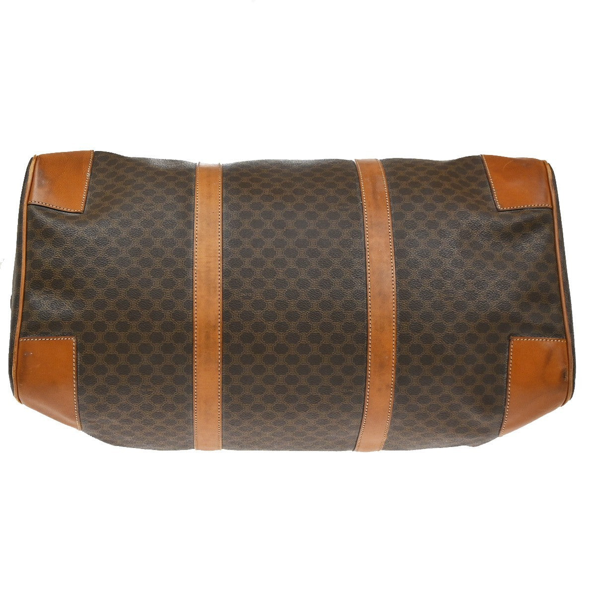 CELINE Logo Macadam Pattern Travel Hand Boston Bag PVC Leather Brown 62CA283