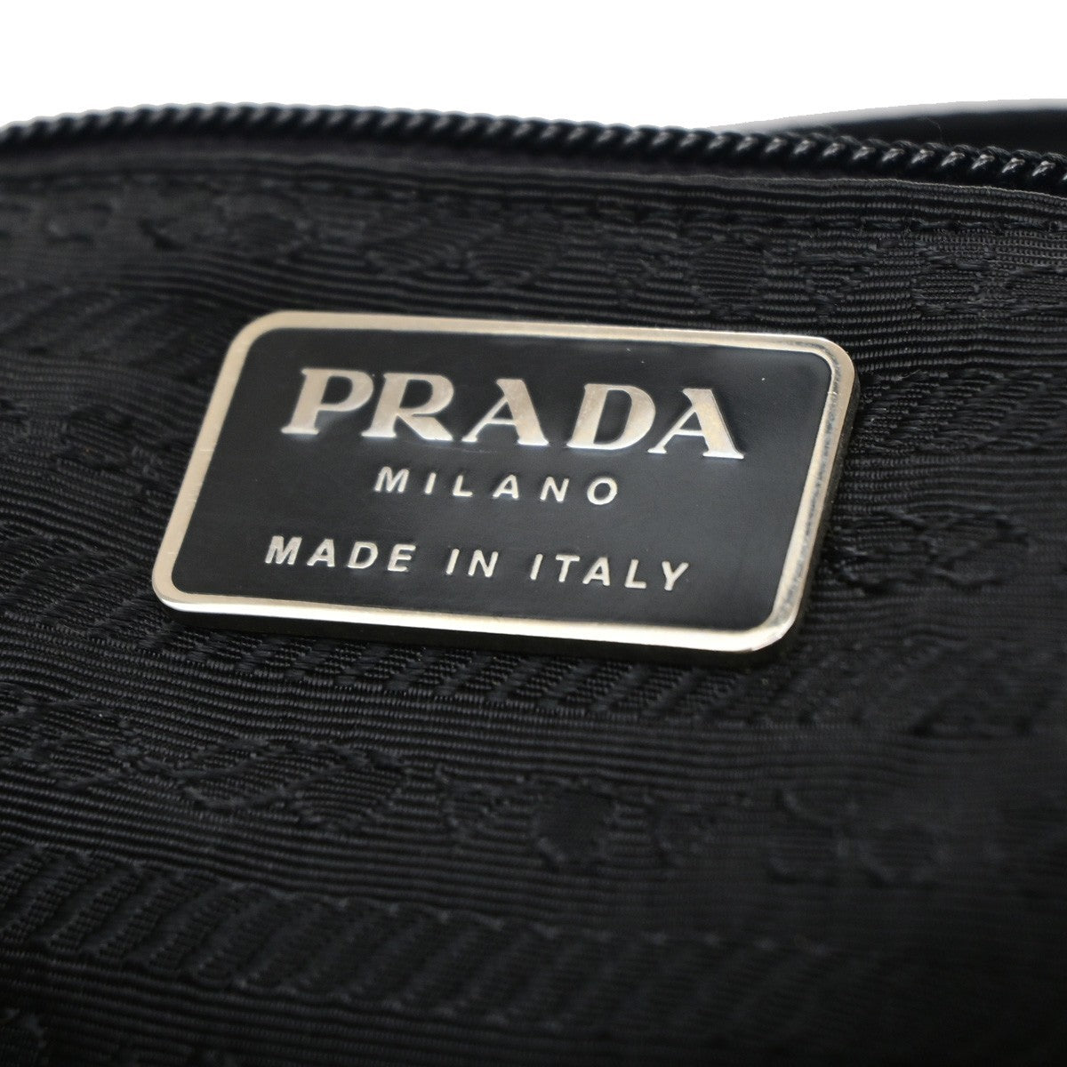 PRADA MILANO Logo Tessuto Shoulder Bag Nylon Leather Black 62SA169