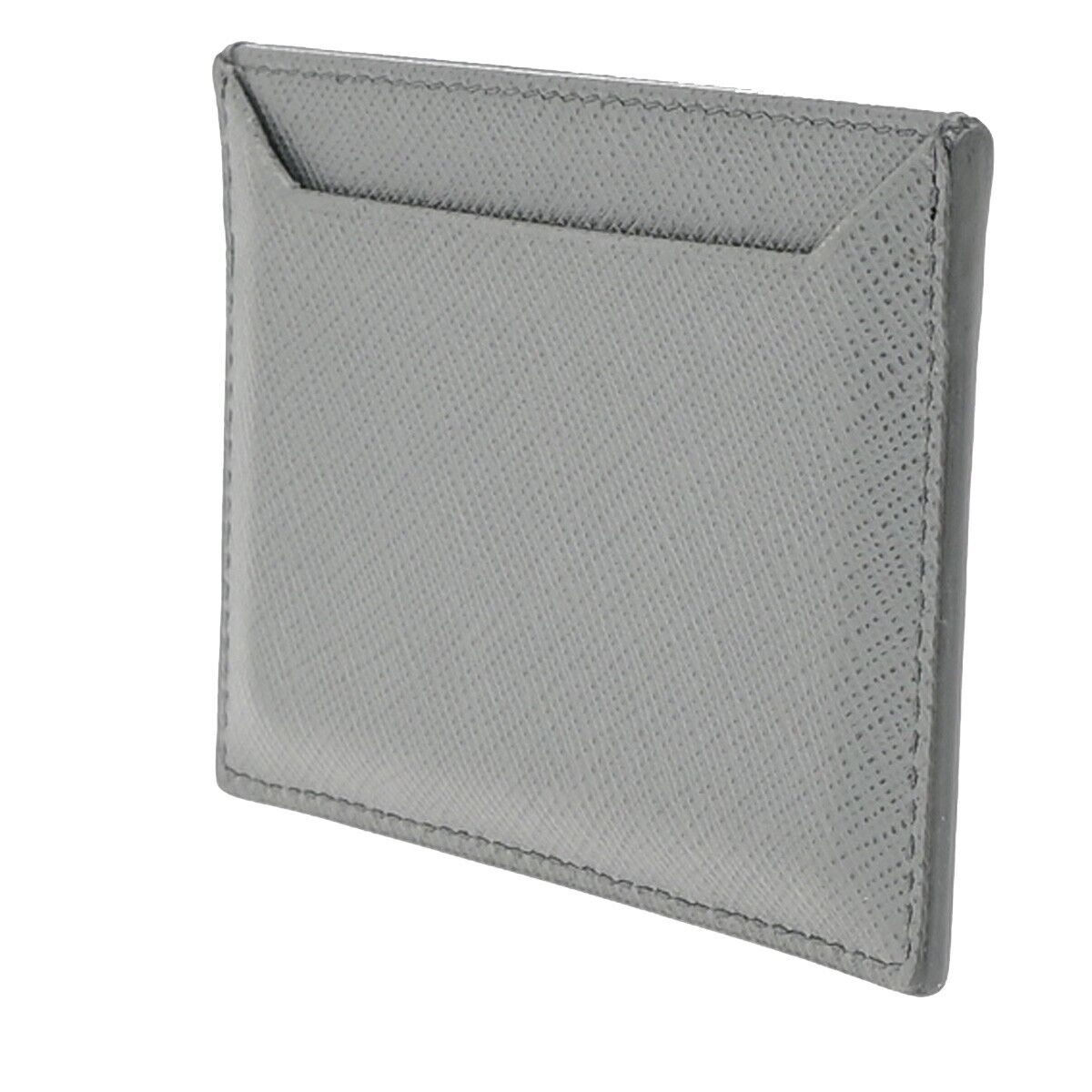 PRADA Logo Saffiano Card Case Leather Gray SHW Italy 60SJ353