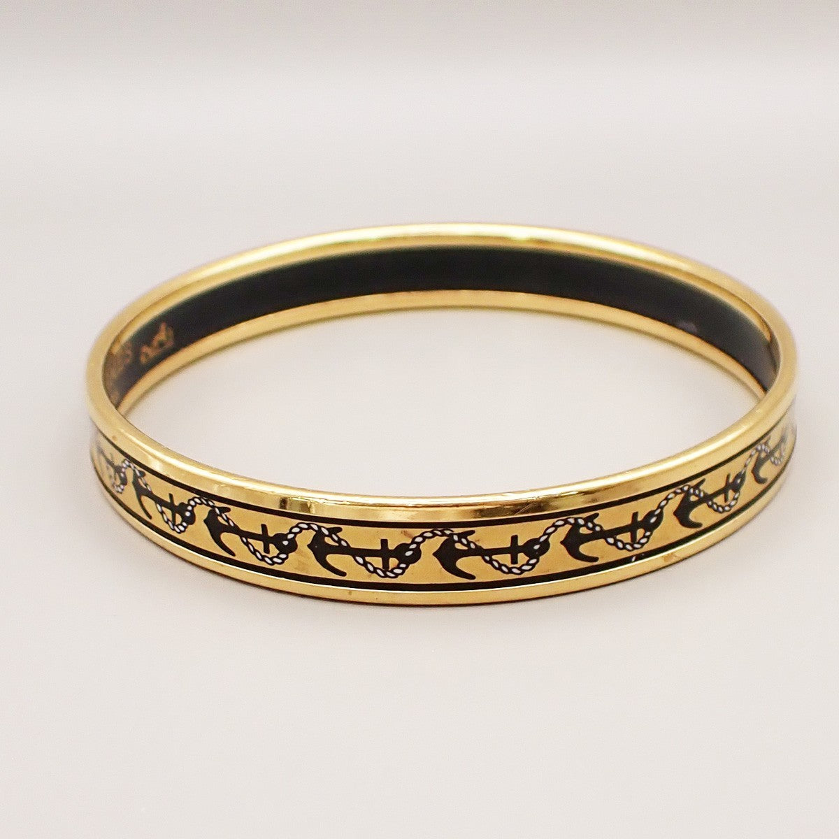 HERMES Email PM Bangle Bracelet  Enamel GHW Gold Made in Austria 30RL379