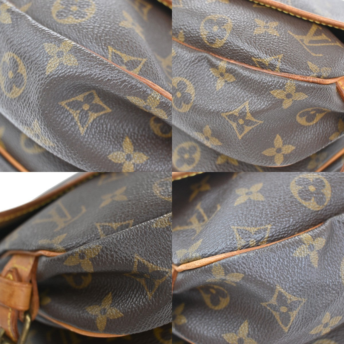 LOUIS VUITTON Logo Saumur 30 Shoulder Bag Monogram Leather Brown M42256 85CA300
