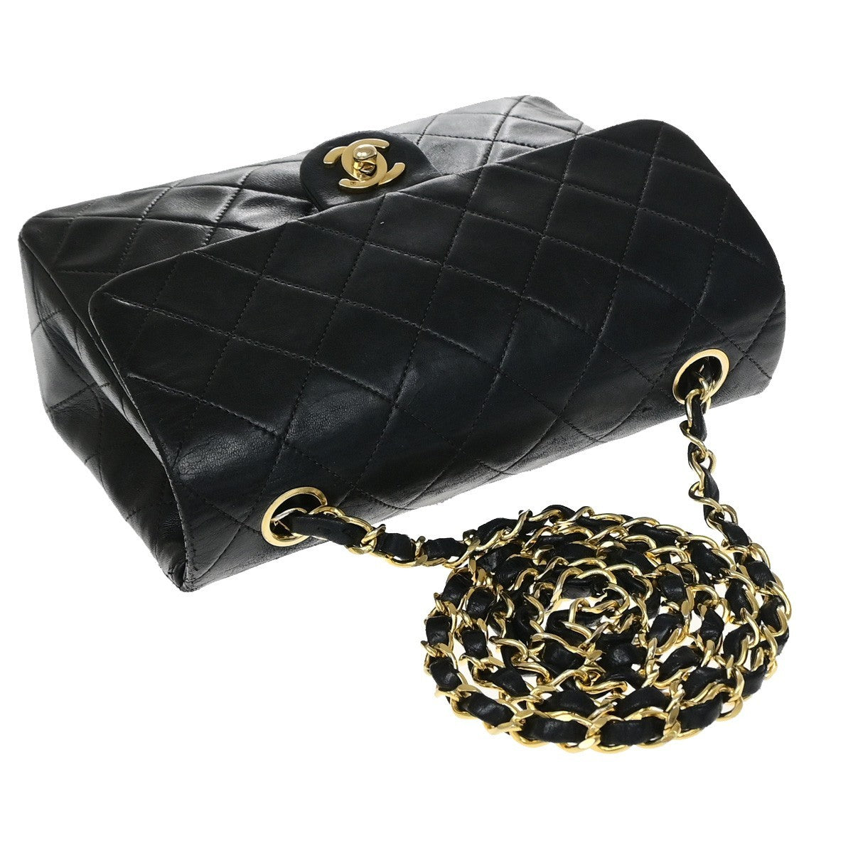 CHANEL CC Mini Matelasse Chain Shoulder Bag Leather Black GHW Vintage 830RP190