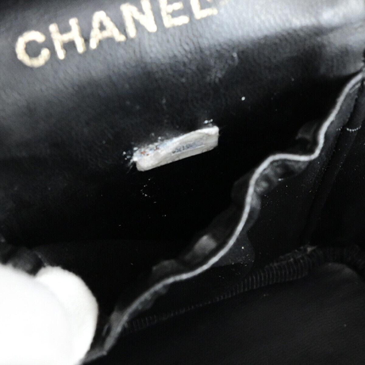 CHANEL CC Logo Vanity Hand Bag Grained Calfskin Leather BK GHW Vintage 42RK716
