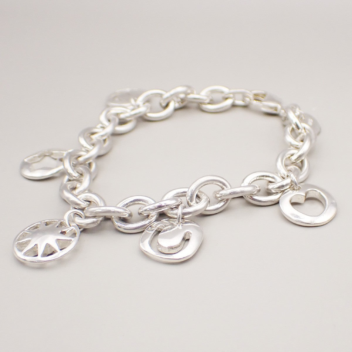 TIFFANY & CO. 5 Charm Stencil Chain Bracelet Sterling Silver AG 925 33KD047