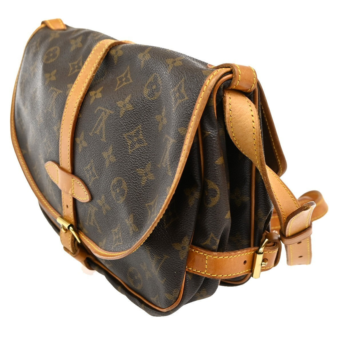 LOUIS VUITTON Logo Saumur 30 Shoulder Bag Monogram Leather Brown M42256 19CA490
