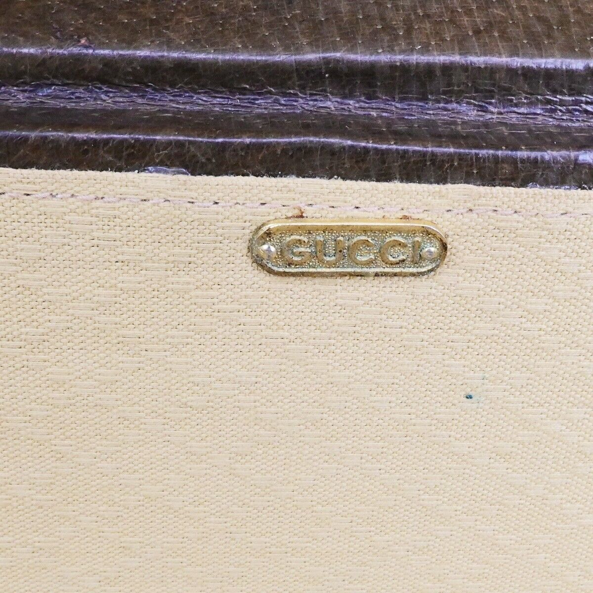GUCCI Logo GG Pattern Suitcase Hand Bag Supreme Leather Brown Italy 03FB256