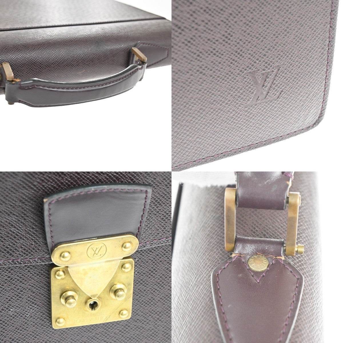 LOUIS VUITTON LV Moskova Briefcase Hand Bag Taiga Leather Purple M30036 67KC395
