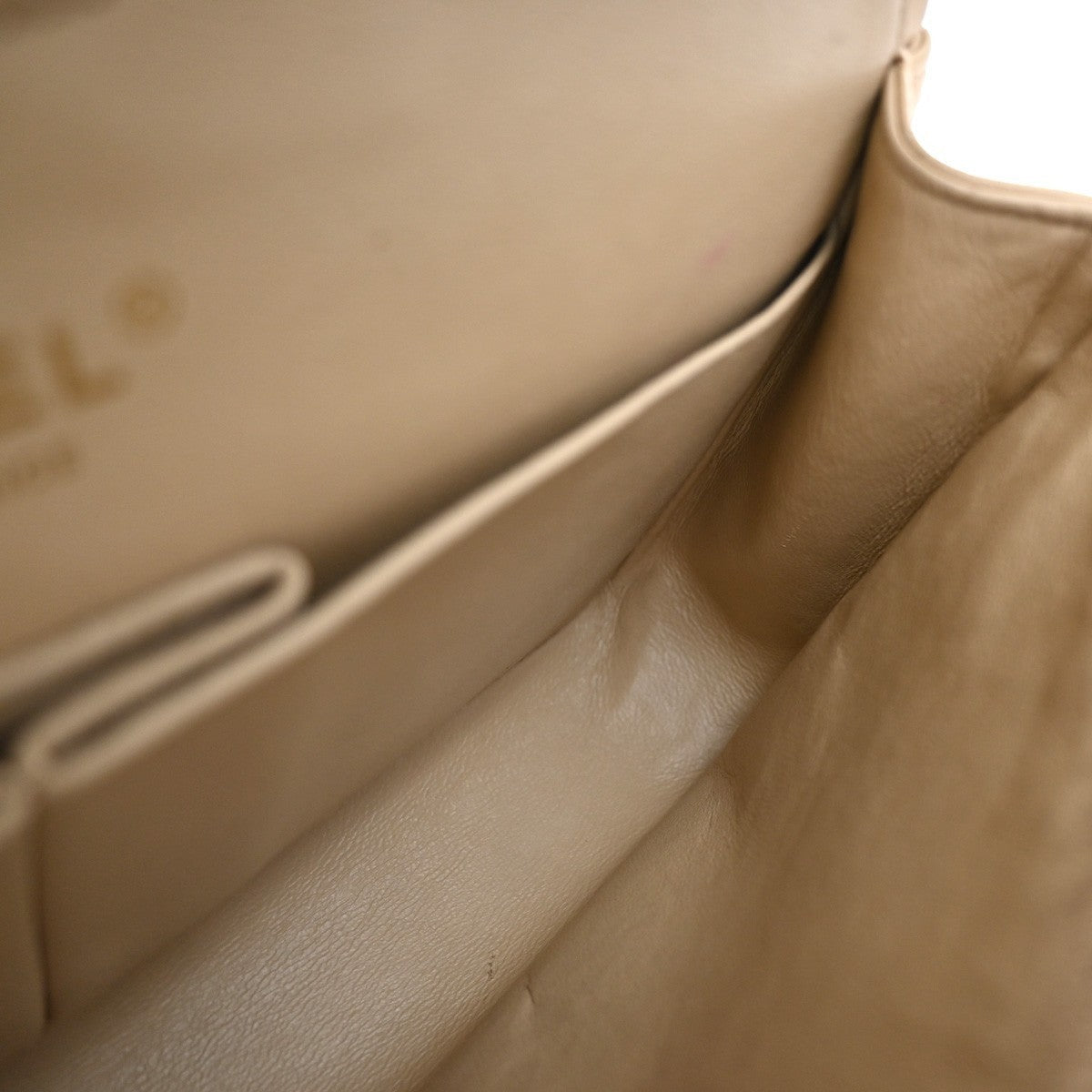 CHANEL CC Matelasse 25 Double Flap Chain Shoulder Bag Leather Beige GHW 827RF945